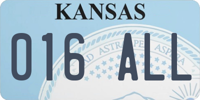 KS license plate 016ALL