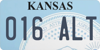 KS license plate 016ALT
