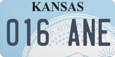 KS license plate 016ANE