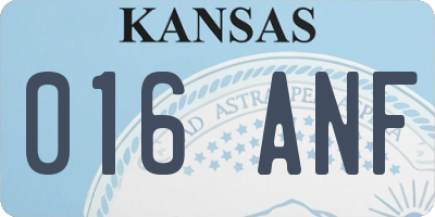 KS license plate 016ANF