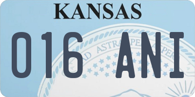 KS license plate 016ANI