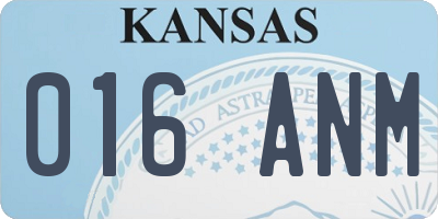 KS license plate 016ANM