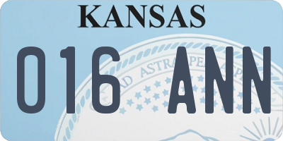 KS license plate 016ANN