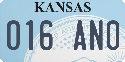 KS license plate 016ANO