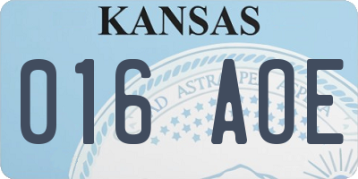 KS license plate 016AOE