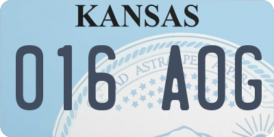 KS license plate 016AOG