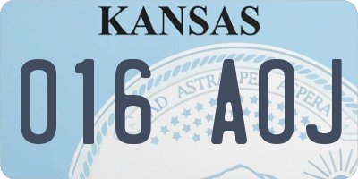 KS license plate 016AOJ