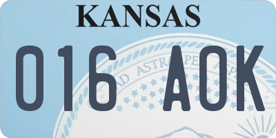 KS license plate 016AOK
