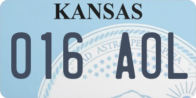 KS license plate 016AOL