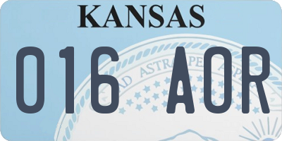 KS license plate 016AOR