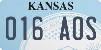 KS license plate 016AOS