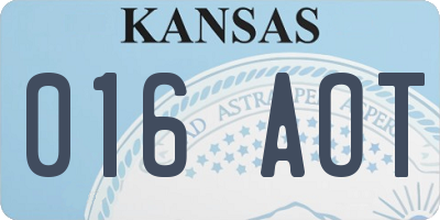 KS license plate 016AOT