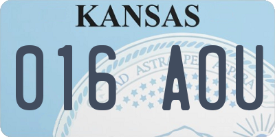 KS license plate 016AOU