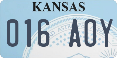 KS license plate 016AOY