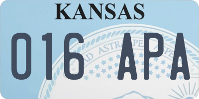 KS license plate 016APA