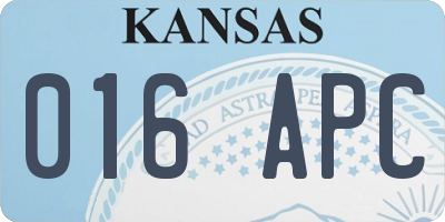 KS license plate 016APC