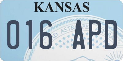 KS license plate 016APD