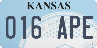 KS license plate 016APE