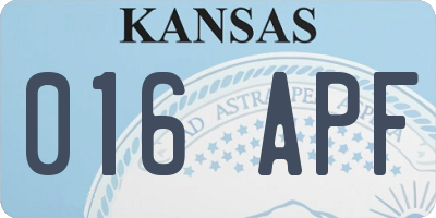 KS license plate 016APF