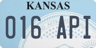 KS license plate 016API