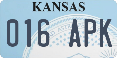 KS license plate 016APK