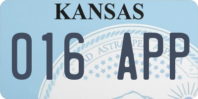 KS license plate 016APP