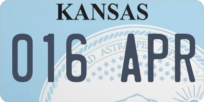 KS license plate 016APR
