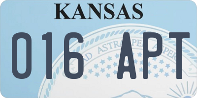 KS license plate 016APT