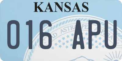 KS license plate 016APU