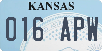 KS license plate 016APW