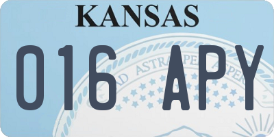 KS license plate 016APY