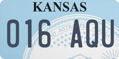 KS license plate 016AQU