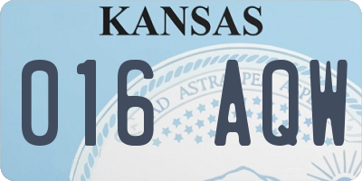 KS license plate 016AQW