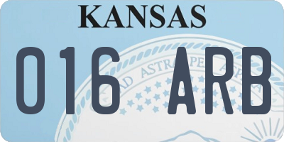 KS license plate 016ARB