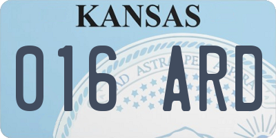 KS license plate 016ARD