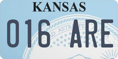 KS license plate 016ARE