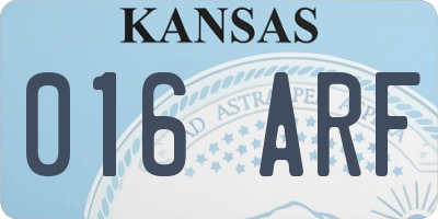 KS license plate 016ARF
