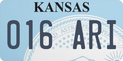 KS license plate 016ARI