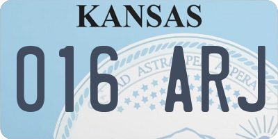 KS license plate 016ARJ