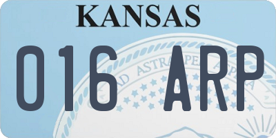 KS license plate 016ARP
