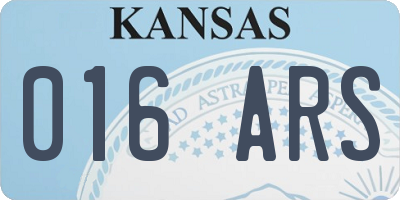 KS license plate 016ARS
