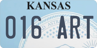 KS license plate 016ART