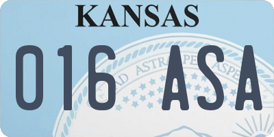 KS license plate 016ASA