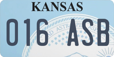 KS license plate 016ASB