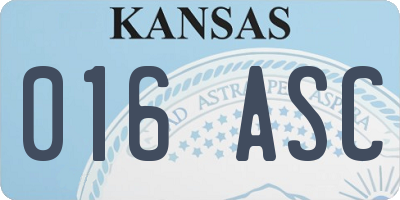 KS license plate 016ASC