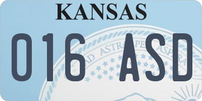 KS license plate 016ASD