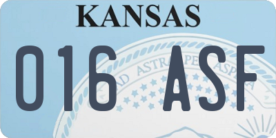KS license plate 016ASF
