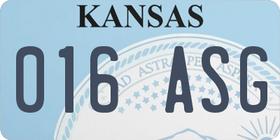 KS license plate 016ASG