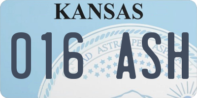 KS license plate 016ASH