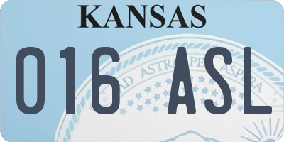 KS license plate 016ASL